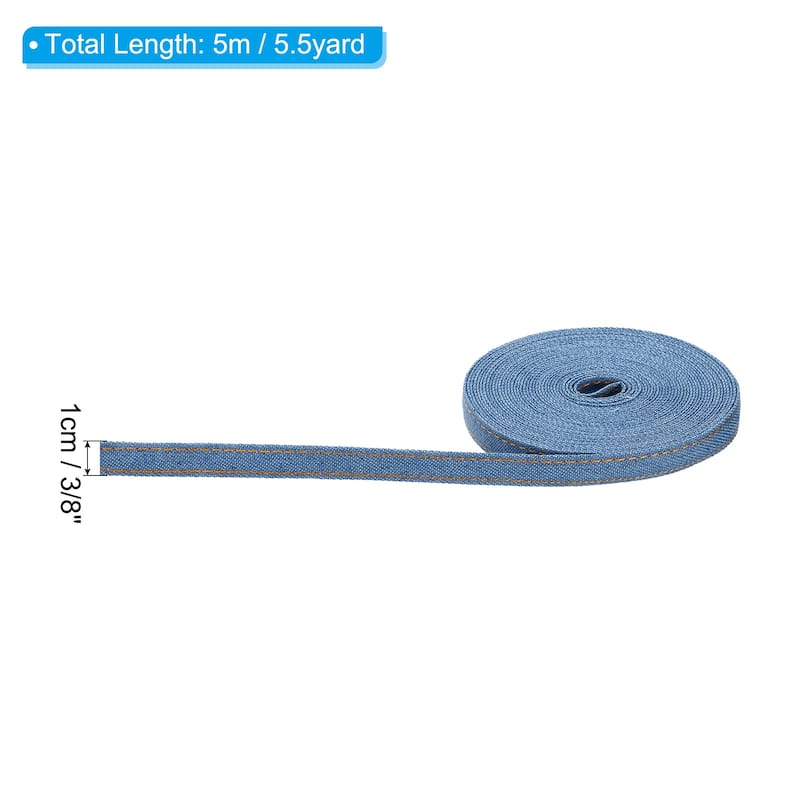 Denim Ribbon, 1 Roll 5.5 Yard Craft Strip - Blue - 3/8"