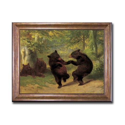 Dancing Bears by William Beard Bronze Framed Canvas Art (16 in x 20 in)