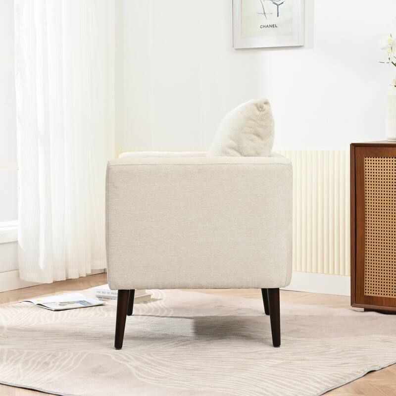Modern Fabric Accent Chair with Wood Legs