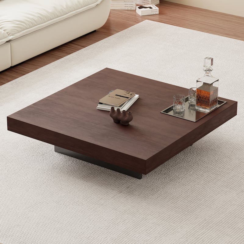 43" Mid Century Modern Square Coffee Table, Carbon Steel Legs