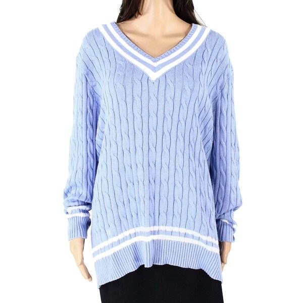 ralph lauren blue cable knit sweater