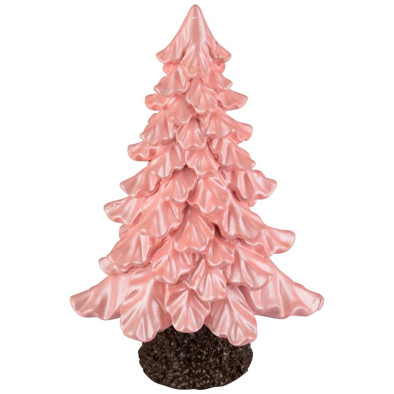 Iridescent Pearl Glazed Downswept Tree Christmas Decoration - 9.25" - Pink