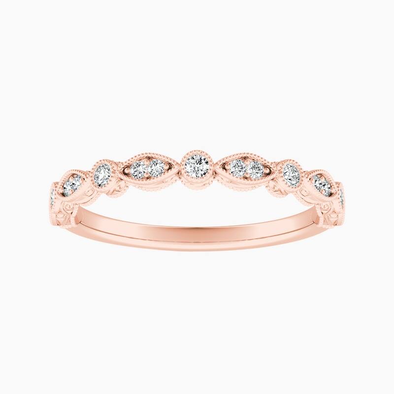 Auriya 14k Gold Lab Grown Diamond Vintage Milgrain Multi Shape Ring 0.12 ct. tw. (F-G, VS) - 4.5 - Rose