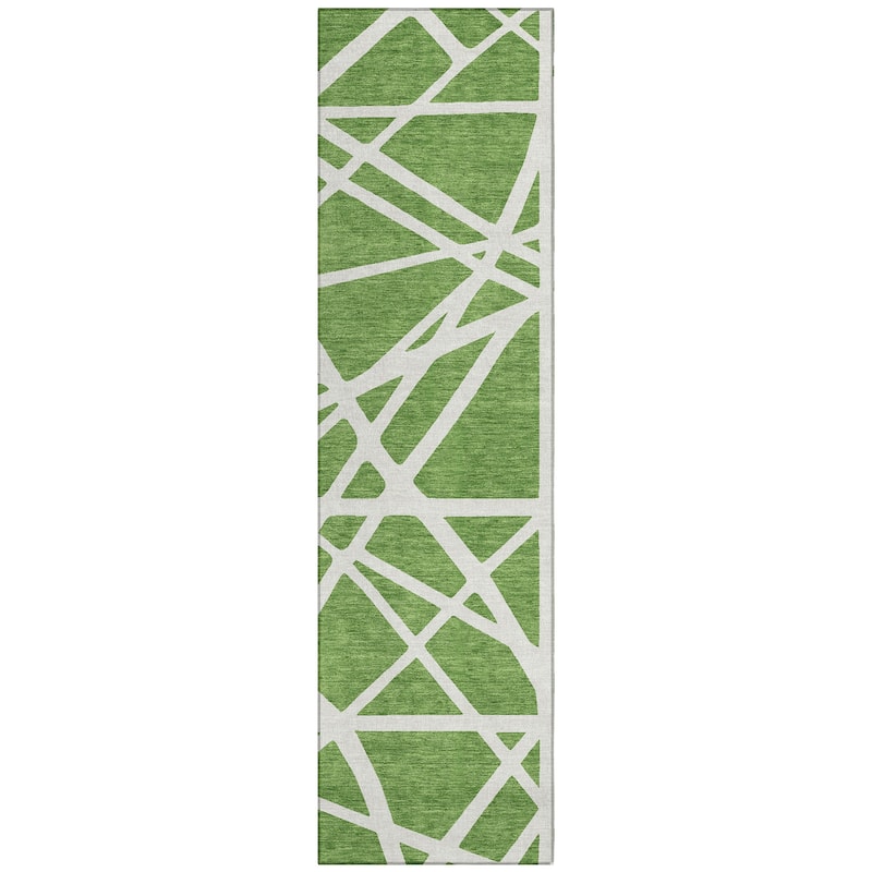 Machine Washable Indoor/ Outdoor Abstract Contemporary Chantille Rug