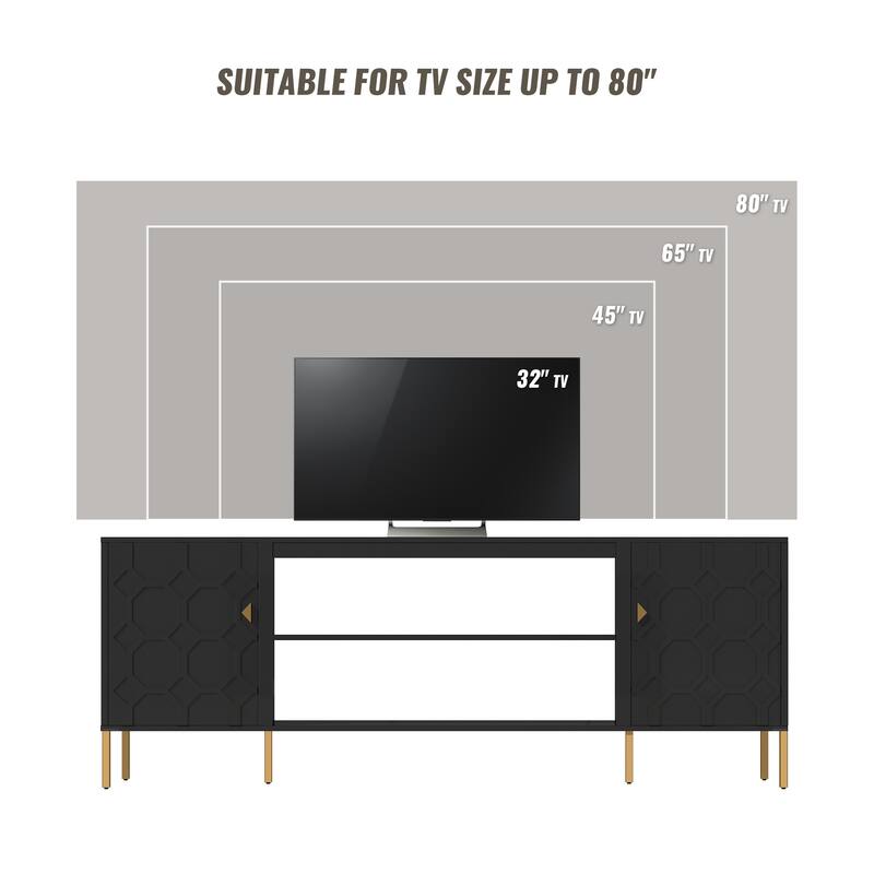 Clihome High Gloss Storage 70'' TV Stand