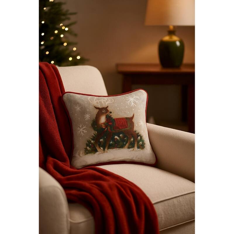 Woodland Deer Petite Printed Throw Pillow