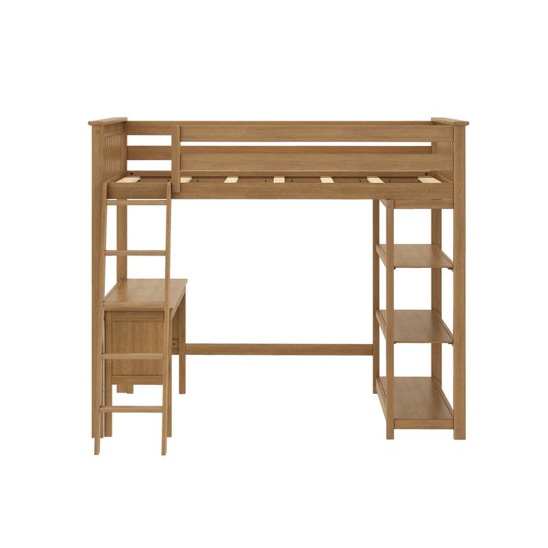 FullSize High Loft Bed With Bookcase and Desk On Sale Bed Bath