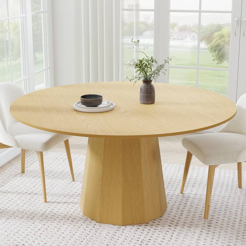 Solid Wood Round Dining Table Kitchen Table with Tabletop and Tapered Base for Living/Dining Room Coffee Office