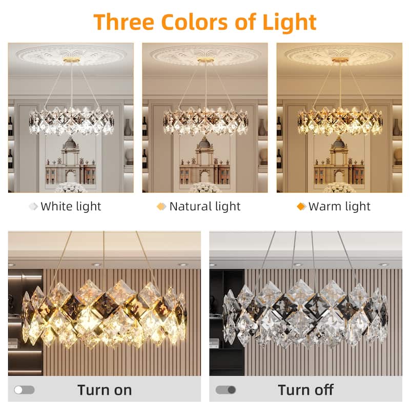 Gold Round Semi Flush Mount Crystal Chandelier