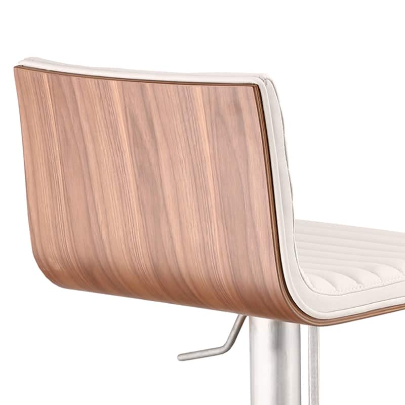 22-inch Adjustable Height Swivel Bar Fabric Seat Stool with Low Back Footrest and Metal Frame for Kitchen - 43"H x 16"W x 17"D