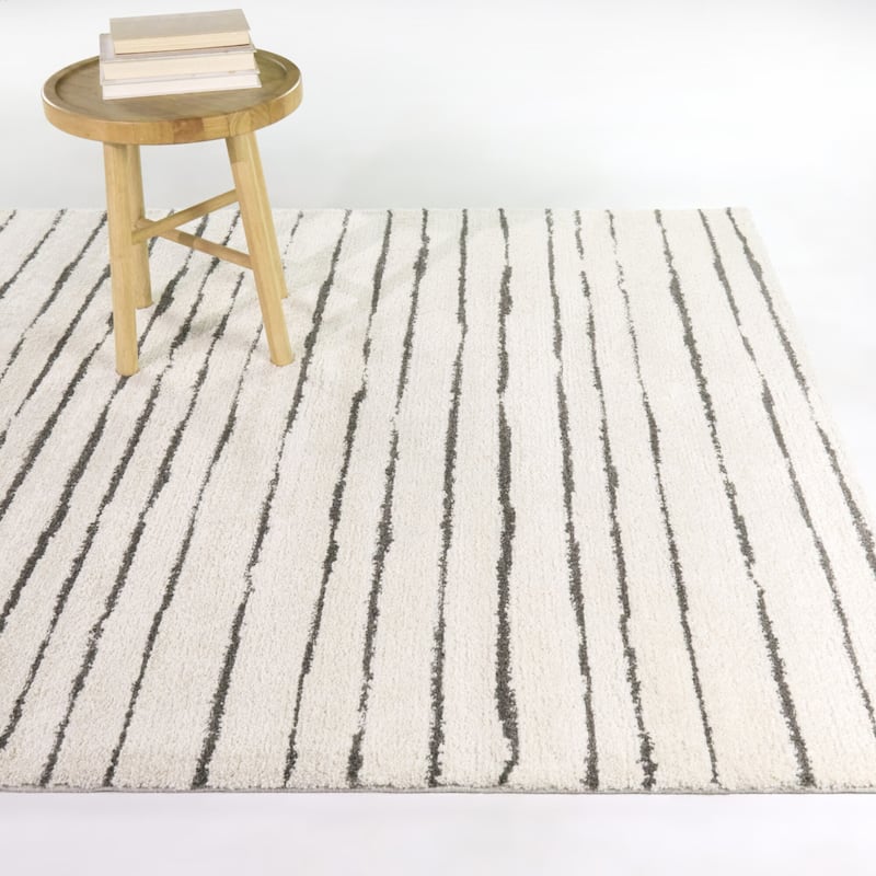 Bishop Abstract Stripe Area Rug - Cream/Grey - 7'10" x 10'