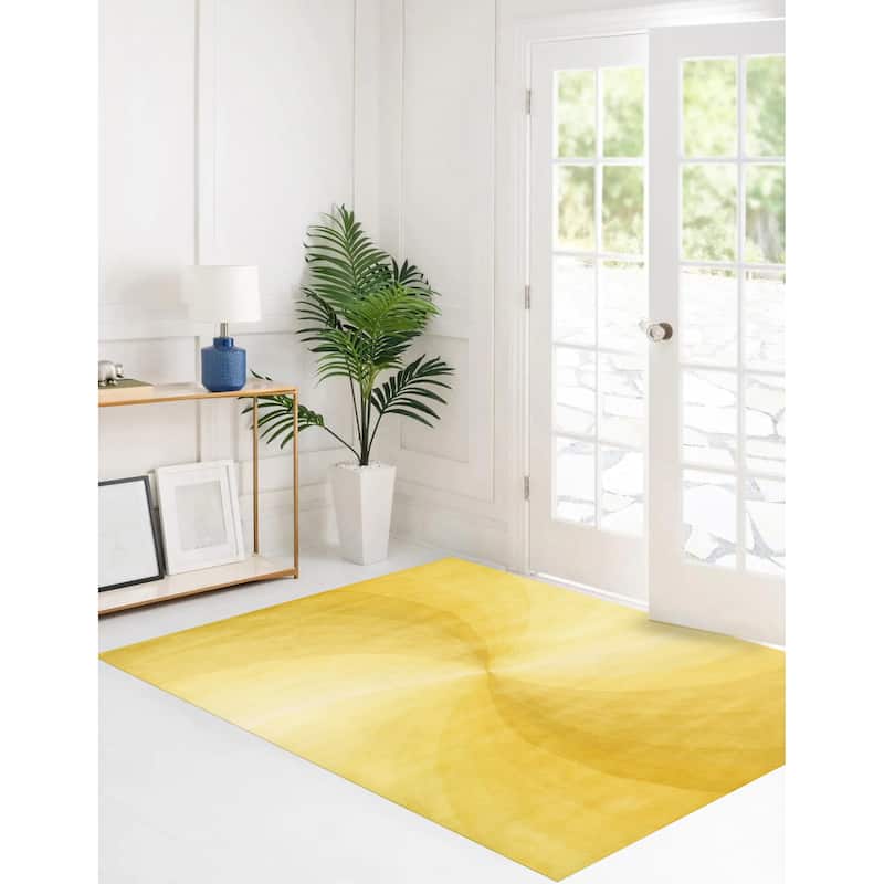 Home Decor EORC Hand-Tufted Wool Swirl Rug Stylish Yellow Area Rug for Living Room, Bedroom, Office, & Home Décor Durable