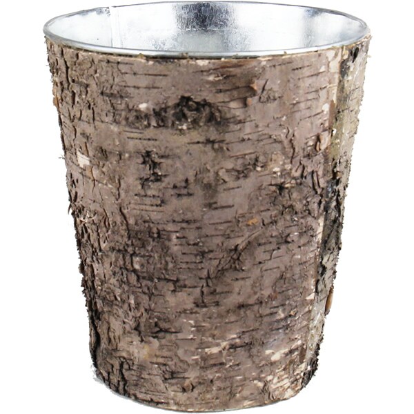 Shop Cys Zinc Pot With Natural Birch Wood Wrap Zinc Cylinder