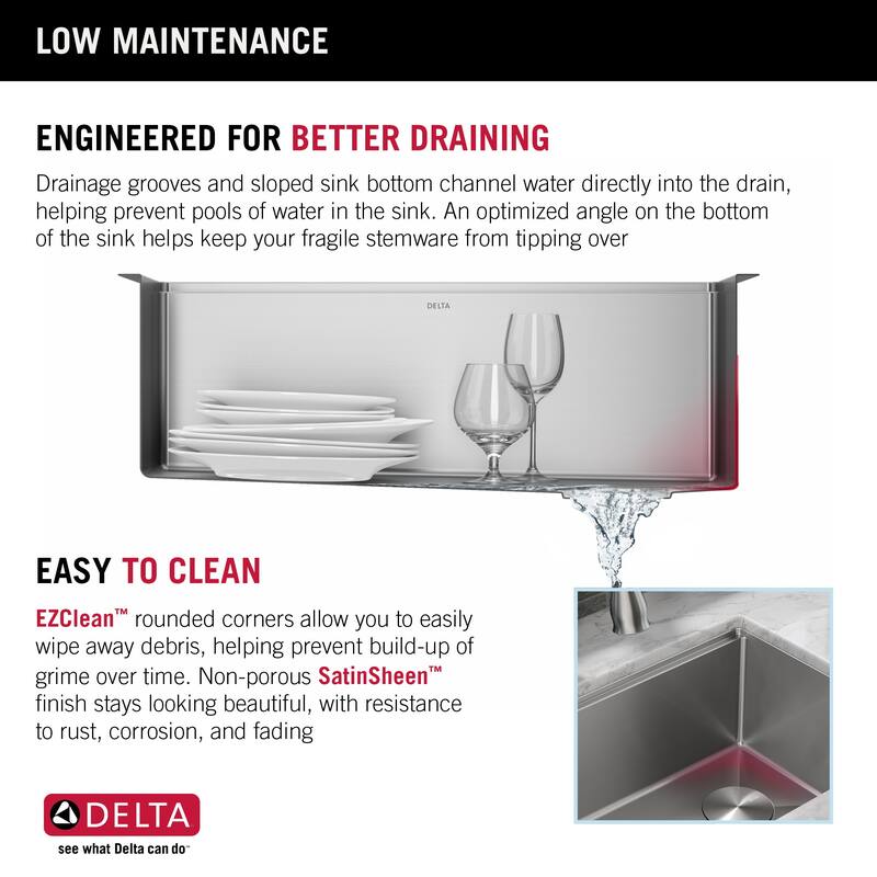 Delta Lorelai 32� Workstation Kitchen Sink Undermount 16 Gauge
