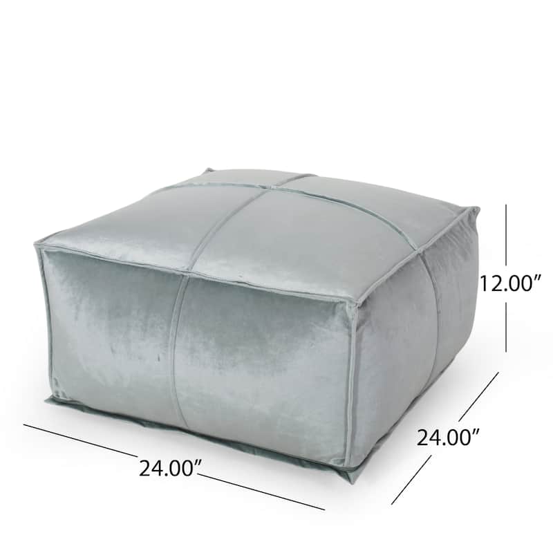 Nakisha Velvet Square Bean Bag Ottoman by Christopher Knight Home