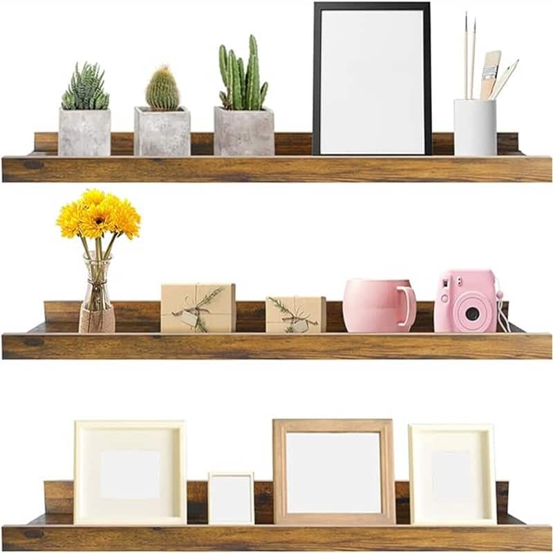 36 Inch Large Floating Shelves for Wall Set of 3 - 2.67"D x 35.82"W x 5.51"H