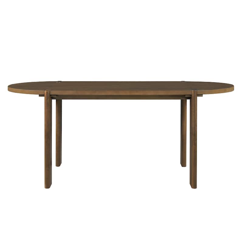 Christopher Knight Home - Farmhouse Dining Set with Modern Walnut-Finished Wooden Oval Dining Table and Upholstered Chairs