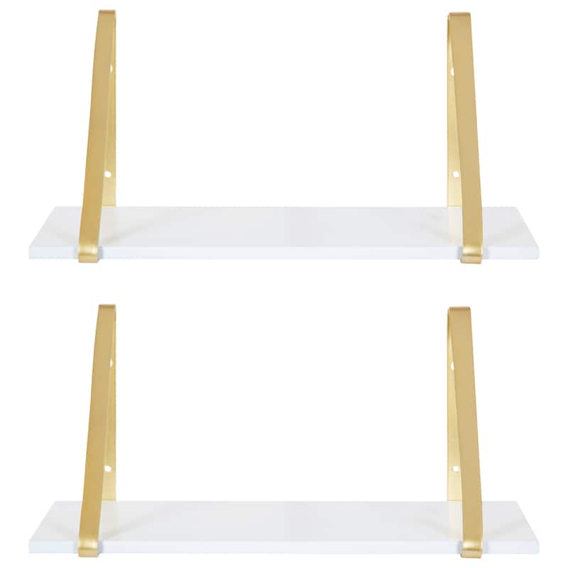 Kate and Laurel Soloman Wood 2 Piece Shelves with Metal Brackets