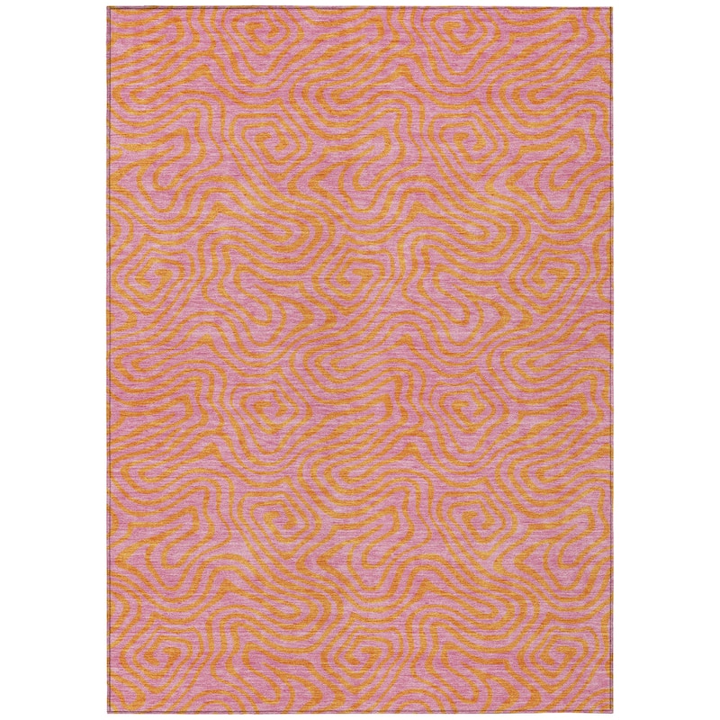 Machine Washable Indoor/ Outdoor Modern Trance Chantille Rug