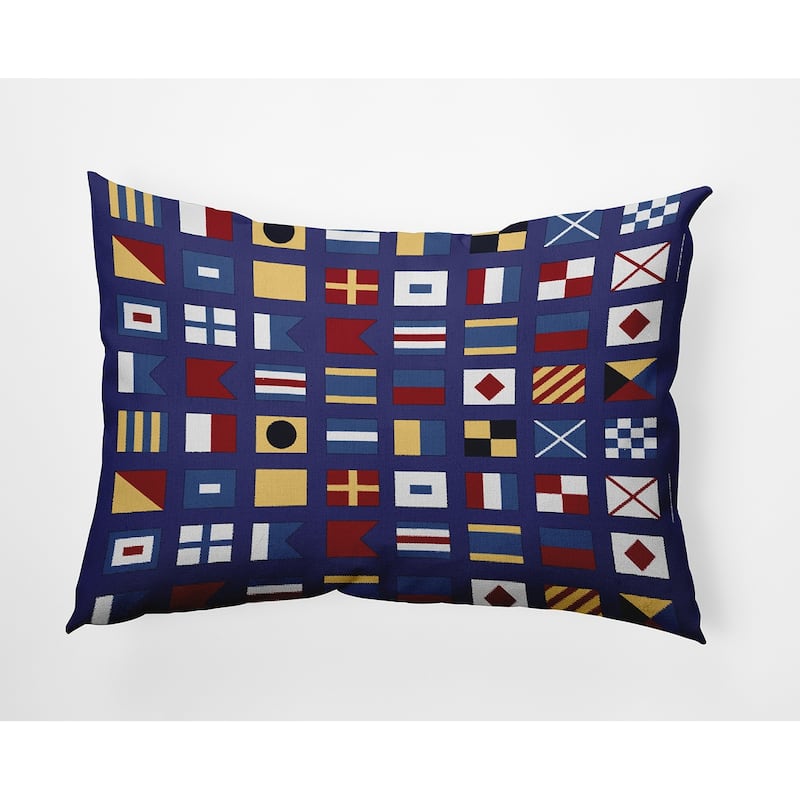 Nautical Flags Indoor/Outdoor Throw Pillow - Purplish Blue - 14" x 20"