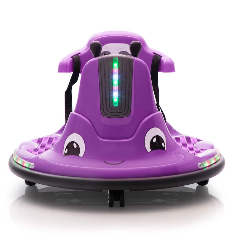 12V Snail-Shaped Kids Electric Bumper Car with Remote Control, Ride On Car with LED Lights,360 Degree Rotate, Toddler Race Toys
