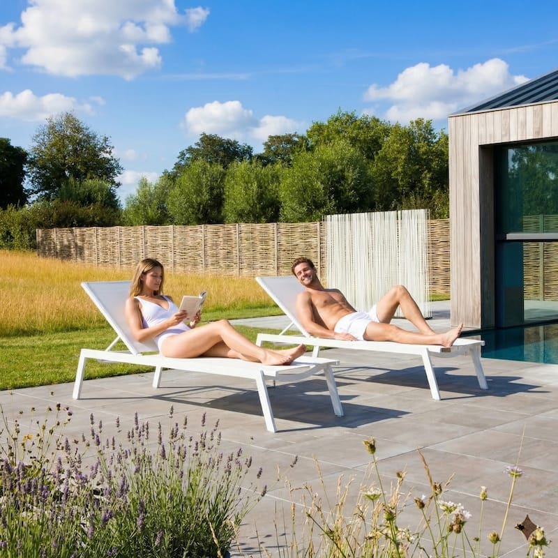 Outdoor Aluminum Chaise Lounge Chair with 6 Adjustable Backrest