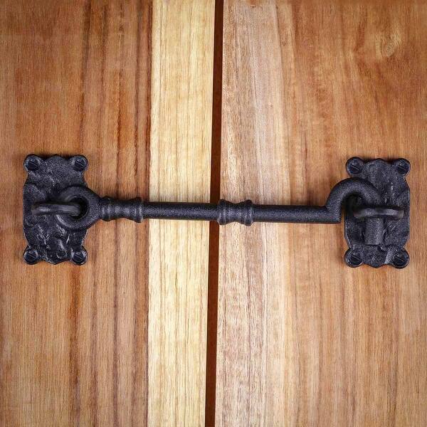 Iron Cabin Hook Eye Lock for Gate and Door 4 Inch Black