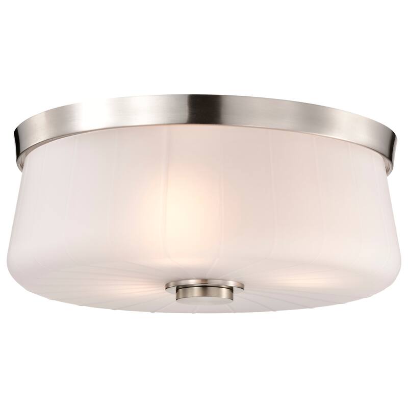 Lune 3 Light Flush Mount Brushed Nickel Finish Etched White Glass - Brushed Nickel