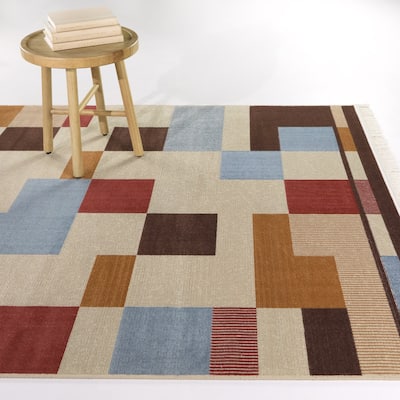 Venter Geometric Color Block Area Rug