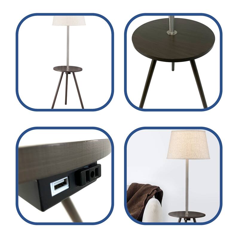 Side Table with Lamp - N/A