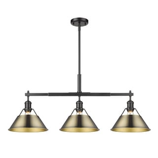 Yep by Golden Lighting Orwell 3-light Island Light in Matte Black and Aged Brass shade