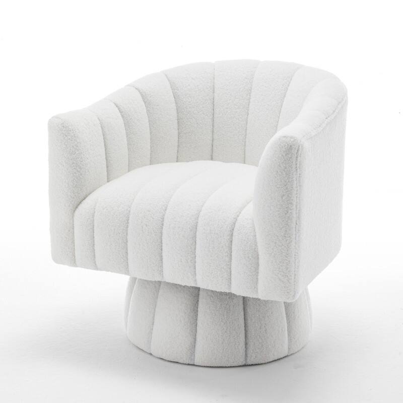 SEYNAR Modern Glam Velvet Upholstered Round Swivel Accent Barrel Chair