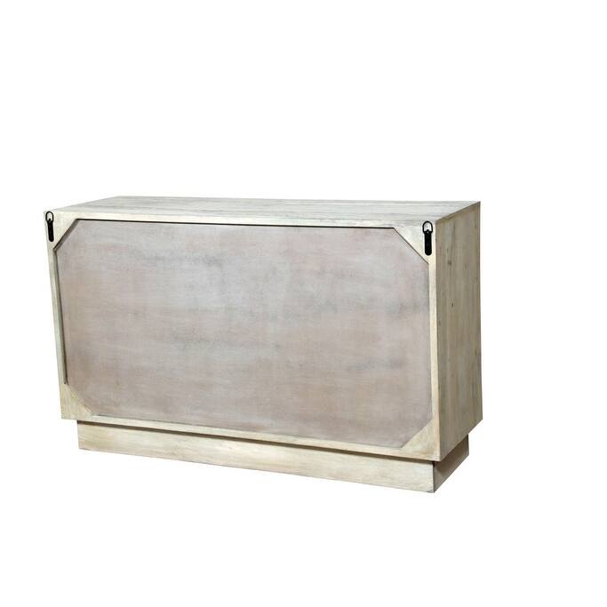 HomeRoots 57" Gray Carved Geometric Solid Wood Six Drawer Dresser