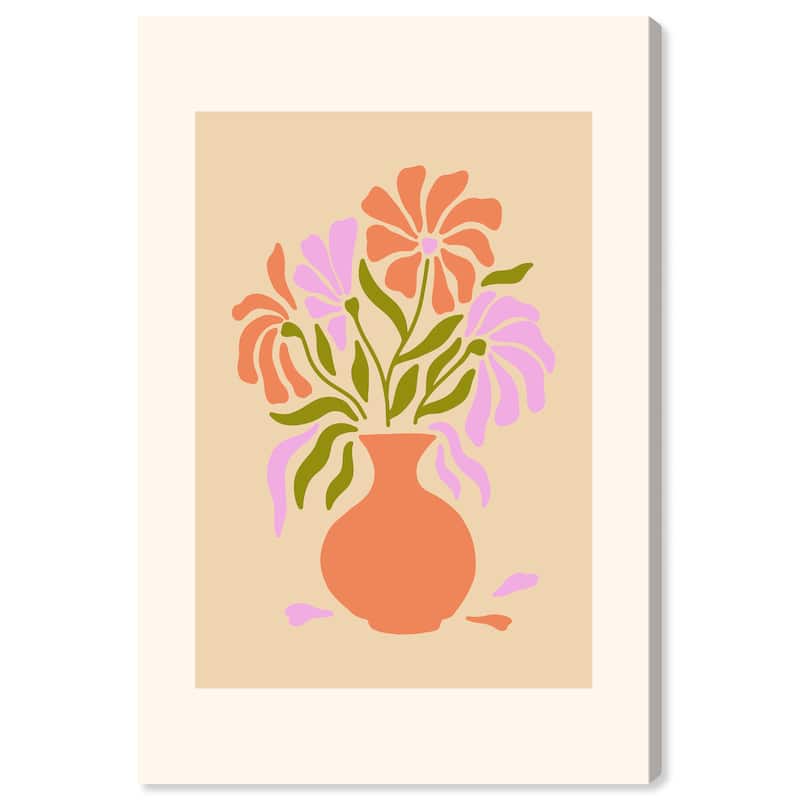 Wynwood Studio Canvas Floral and Botanical Just to You Poster Orange and Violet Modern & Contemporary Wall Art Canvas Print - 30 x 20