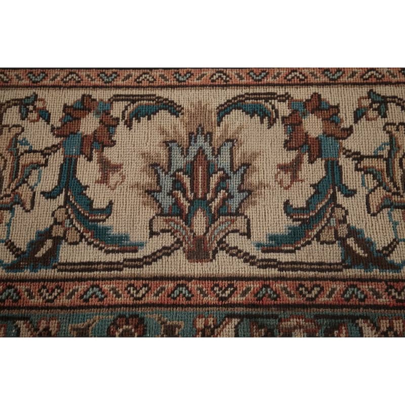 Pink Tabriz Persian Vintage Rug Hand-Knotted Oriental Wool Carpet - 9'9"x 12'10"