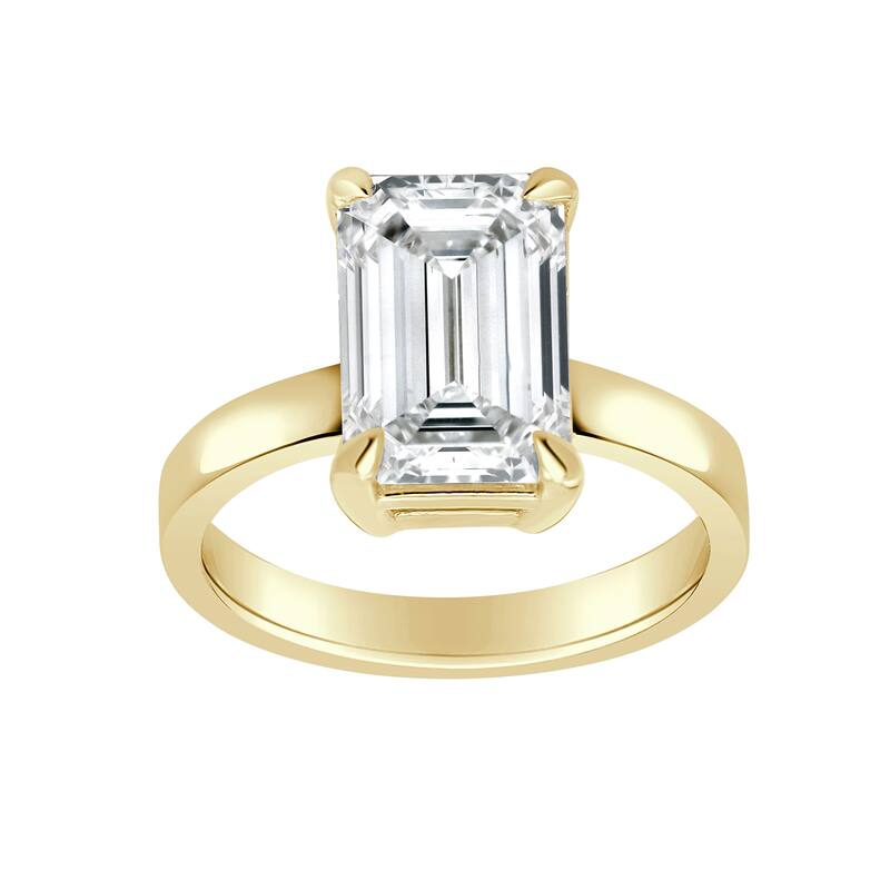 Auriya 14k Gold 5ctw Emerald-cut Lab grown Solitaire Diamond Engagement Ring (E-F VS) - Yellow - 8.5
