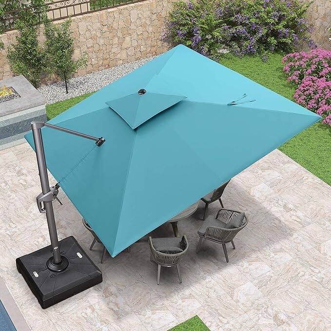 PURPLE LEAF Patio Cantilever Umbrella with 360 Degree Rotation