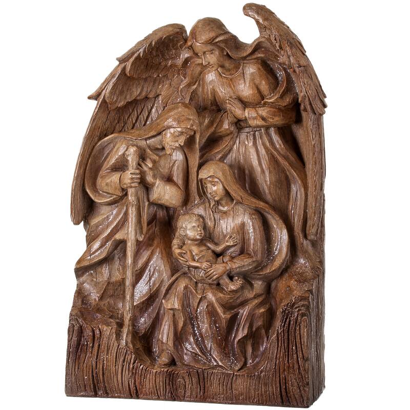 18" Resin Wood Look Angel Holy Family