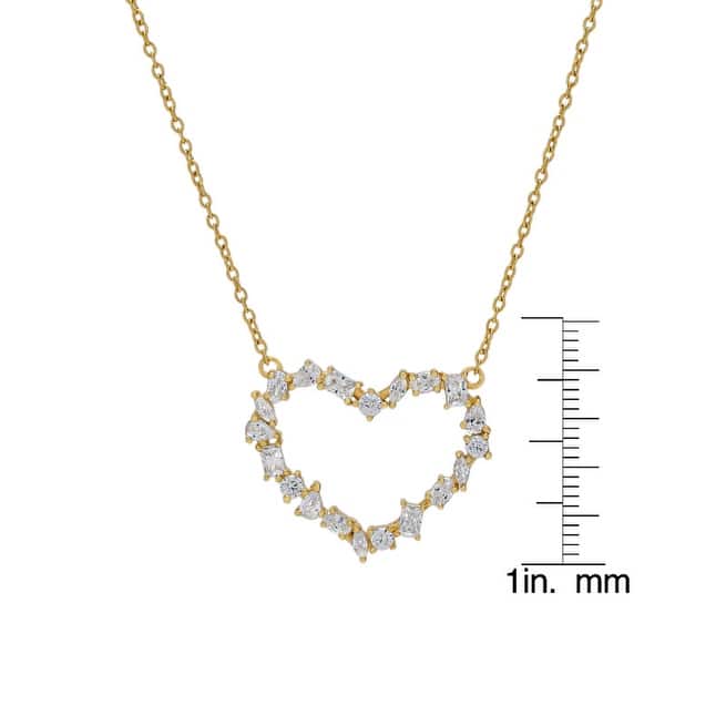Victoria Townsend 14kt Gold over Sterling Silver Open Heart White Sapphire Necklace