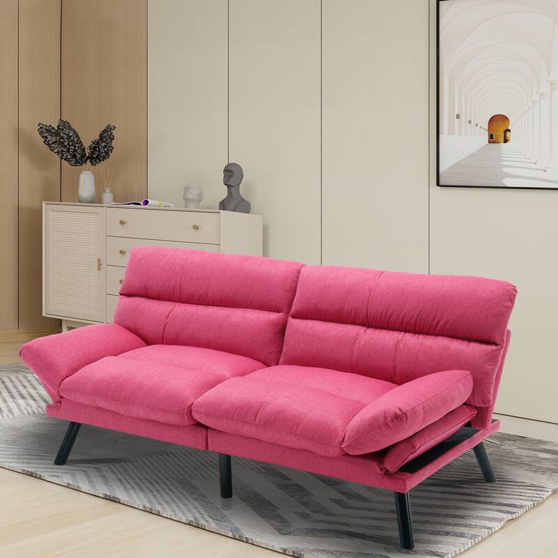 70.08" 2-Seater Sofa Bed, Linen, Microsuede, Teddy