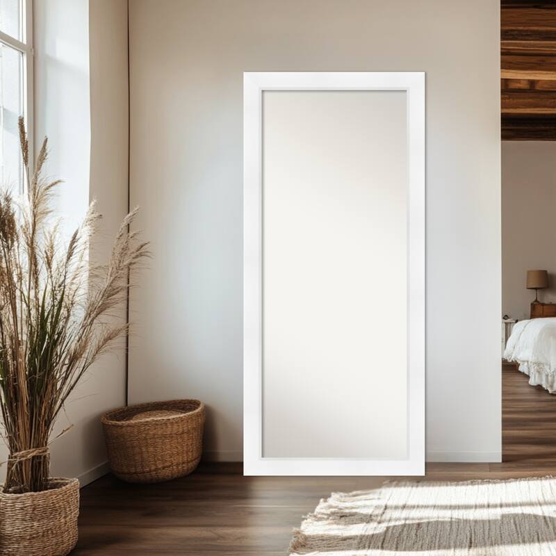 Sloped Non-Beveled Framed Full-Length Floor Leaner Mirror