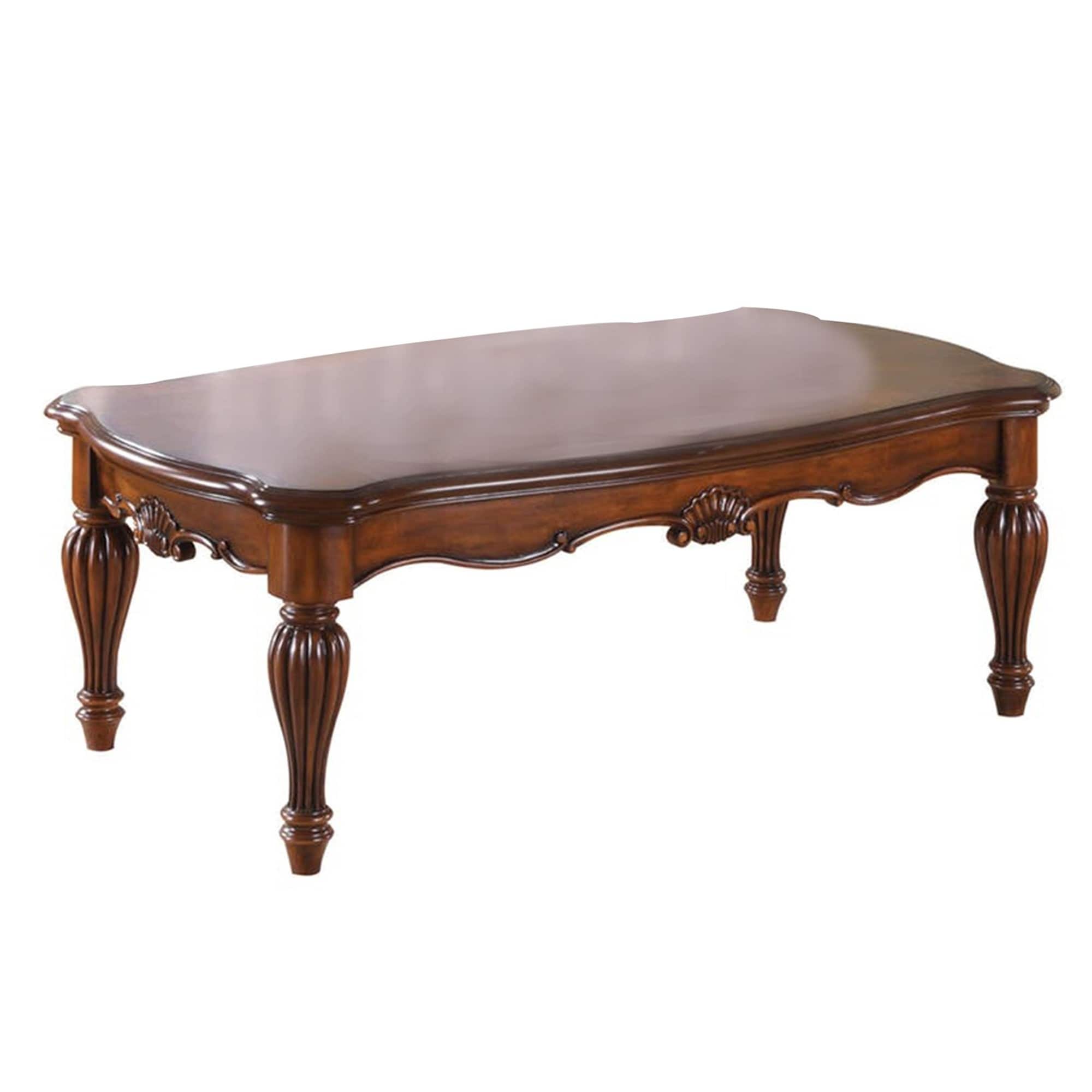 Vintage Rectangular Wooden Coffee Table with Fluted Legs Vintage Rectangular Wooden Coffee Table with Fluted Legs