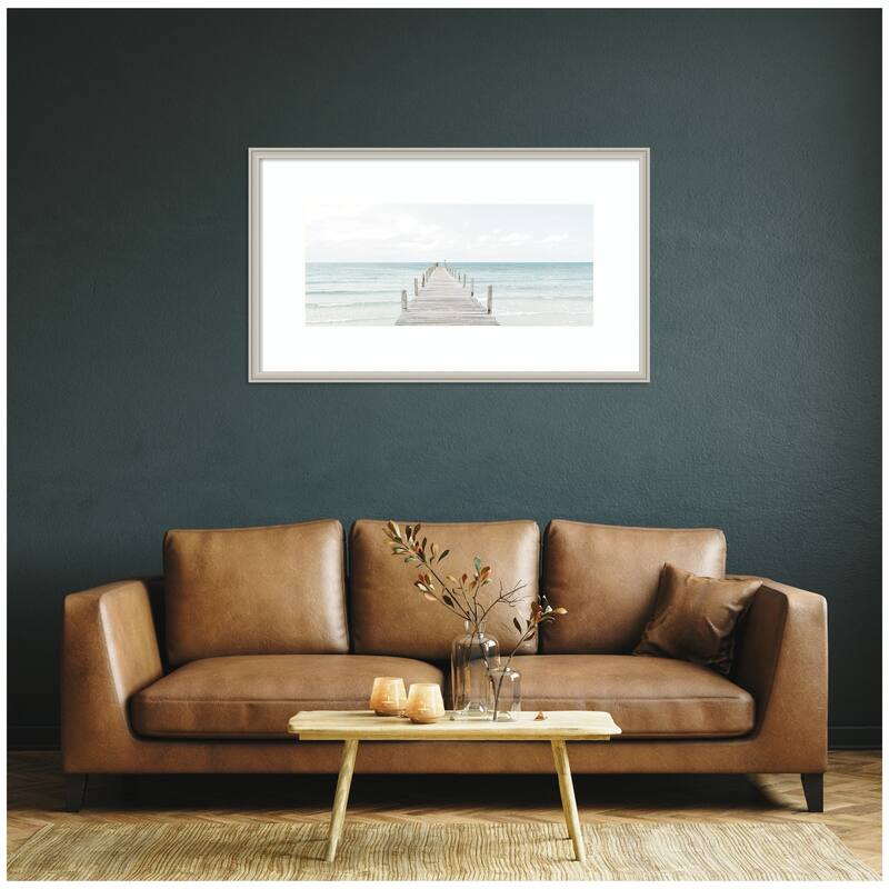 Kate and Laurel Wooden Pier On The Beach by Amy Peterson Framed Wall Art Print