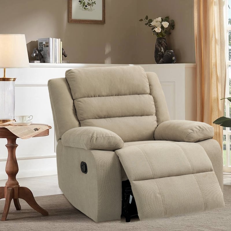 Classic and Traditional Manual Recliner Chair Single Sofa - Beige