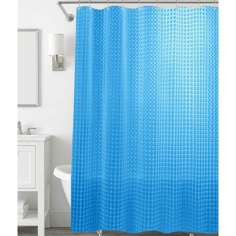 71" x 71" - Blue EVA Shower Curtain Liner With 12 Hooks