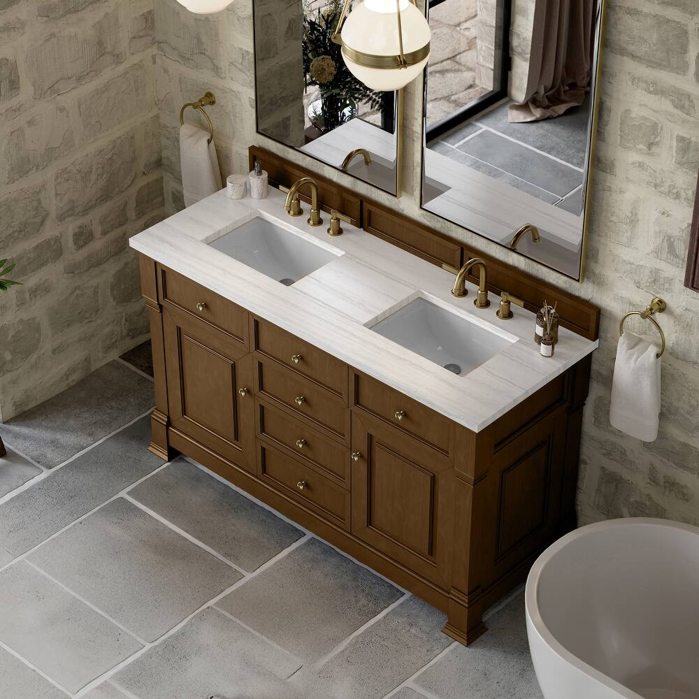 Brookfield 60D" Double Vanity, Honey Oak