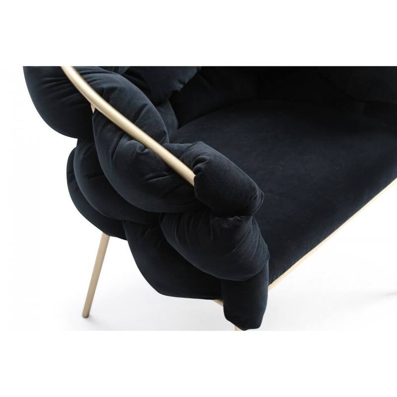 Modern Velvet Upholstered Arm Dining Chair with Brass Metal Legs and Solid Back for Living Room or Office - 32”H x 26”W x 23”D