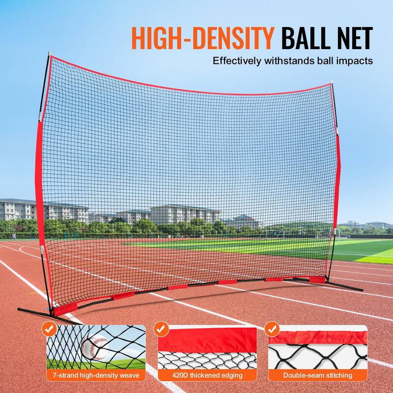 16 x 10 Feet Portable Sports Barrier Netting with Powder Coated Steel Pipe Base and Carry Bag