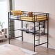 preview thumbnail 15 of 13, Black Metal Bed Frame With Table Shelf Elevated Bed Iron Bed - (78 x 38.5 x 71.7)"(L x W x H)