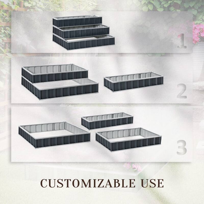 Outsunny 3-Tier Metal Raised Garden Bed, Elevated Outdoor Planter Box Kit for Vegetables, Herbs, and Flowers